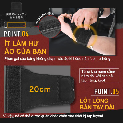 Lysin - đai hỗ trợ bảo vệ cổ tay, lòng bàn tay chất liệu da lộn thoáng khí, chống trượt, găng tay tập gym dây kéo lưng lifting straps tập deadlift kéo xà nâng tạ