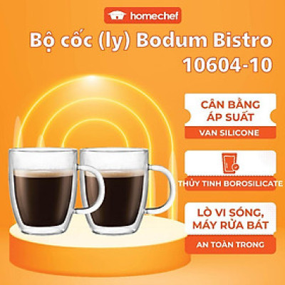 Bộ 2 cốc (ly) thủy tinh 2 lớp Bodum Bistro 10604-10, dung tích 300ml | Hàng chính hãng