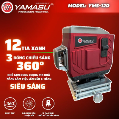 MÁY LASER CÂN BẰNG 12 TIA XANH YMS-12D PLUS YAMASU ( 2 PIN + 1 SẠC ) - HÀNG CHÍNH HÃNG