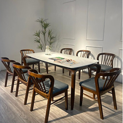 Bộ Bàn Ăn Mặt Đá Candy 1m8 8ghế