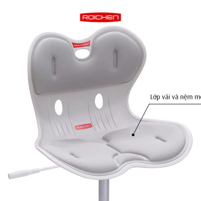 [Ghế Roichen WOW Minh Ngọc] Ghế chỉnh dáng ngồi đúng có chân xoay Roichen - WOW Hàn Quốc. Ghế xám chân trắng