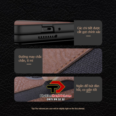 Bao da cho SamSung Galaxy Z Fold6, Z Fold5, Z Fold4, Z Fold3 chính hãng Nillkin Aoge Leather Cover có ngăn để bút, dựng xem film - Hàng nhập khẩu