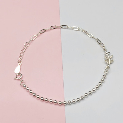 Vòng Tay, Lắc Tay Lá Đính Đá Bạc Hiểu Minh LTU584