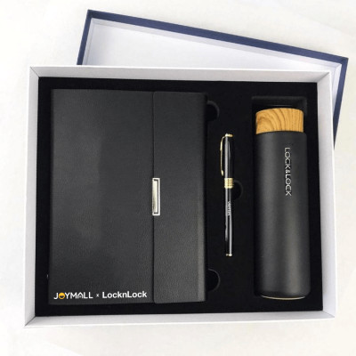 Bình giữ nhiệt Lock&Lock Flat 400ml màu đen LHC4227BLK - Hàng chính hãng, có khay lưới lọc trà, nắp nhựa kiểu gỗ - JoyMall