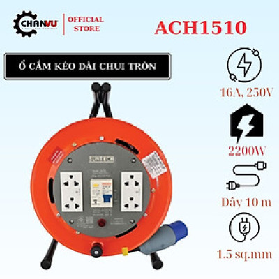 Ổ Cắm Rulo, ổ cắm điện Kéo Dài chuyên dụng SUNTECH RCBO - Công Suất 2200W và 2600W, Dây Dài Đến 20m