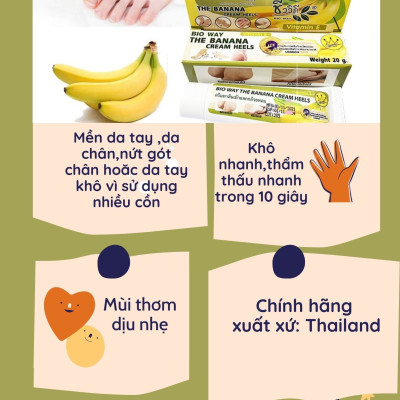 Kem chuối dưỡng da tay và nứt gót chân BIO WAY THE BANANA CREAM HELLS - Thailan