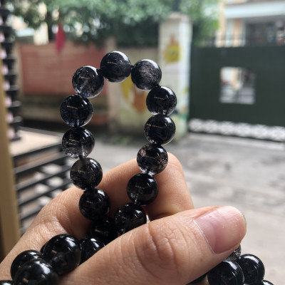 Vòng Tay Đá Thạch Anh Tóc Đen - 10.5mm - BATDV007