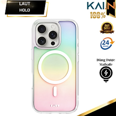 Ốp lưng trong suốt sạc từ tính dành cho iPhone 16 Promax/ 16 Pro LAUT Holo, chống sốc, chính hãng Gremany_ Hàng chính hãng