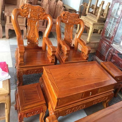 Bàn Ghế Minh Quốc Voi Gỗ Gõ Đỏ