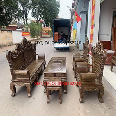 Bộ Bàn Ghế Hoàng Gia Gỗ Mun Đuôi Công