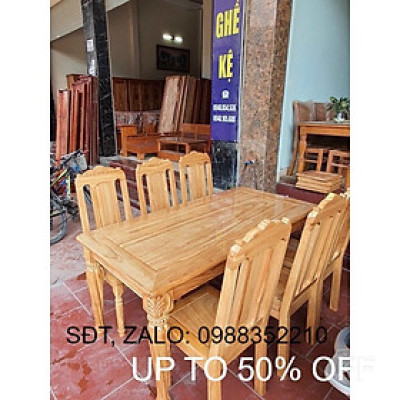 Bàn ăn gỗ gõ 6 ghế