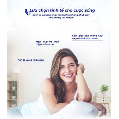 Lốc 10 Cuộn Giấy Vệ Sinh Tempo Prestige - Hoa Chuông Xanh