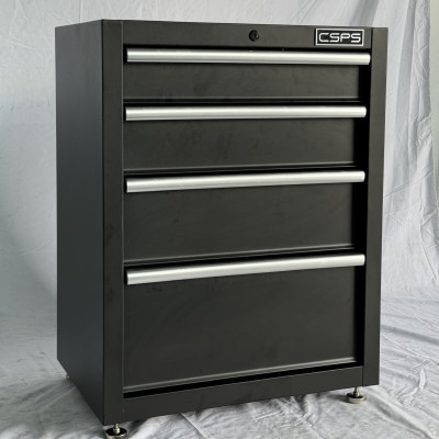 Tủ dụng cụ CSPS 61cm - 04 hộc kéo màu đen chân tăng chỉnh (tay cầm trắng)