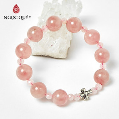 Vòng Chuỗi Mân Côi Đá Thạch Anh Hồng 10mm , ni 52 - Ngọc Qúy Gemstones