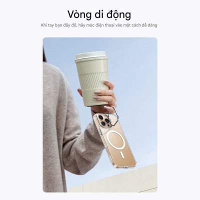 Ốp lưng trong suốt Baseus Crystal Magnetic Case with Camera Ring Stand cho iP (Hàng chính hãng)