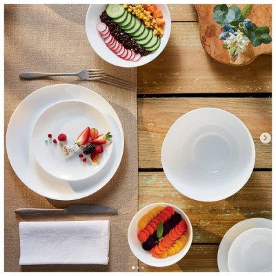 Bộ bát đĩa (tô, chén, dĩa) Luminarc Diwali thủy tinh 14 chi tiết, dùng lò vi sóng, máy rửa bát - DW14B