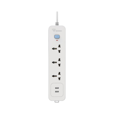 Ổ Cắm Điện Gongniu 3 Ổ Đa Năng + 2 USB 1 Công Tắc – Công Suất 10A/250/2500W – Trắng – Chính Hãng (N103U)