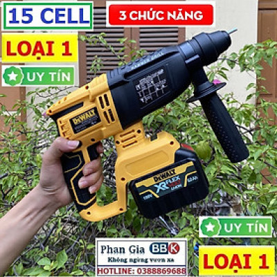[LOẠI 1] Máy Khoan Đục Bê Tông 199V - 3 Chức Năng: Khoan, khoan búa, đục - Động Cơ Không Chổ Than 100% Lõi Đồng