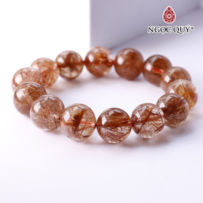 Vòng tay đá thạch anh tóc đỏ AAA hạt 14mm - Ngọc Quý