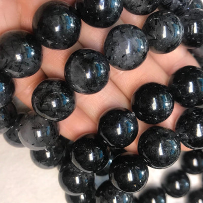 VÒNG THẠCH ANH TÓC ĐEN 15MM RẤT LÀ ĐẸP NAM MỆNH THUỶ MỘC ĐÁ THIÊN NHIÊN