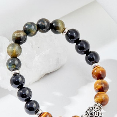 Vòng tay mắt hổ charm đồng tiền Ngọc Quý Gemstones