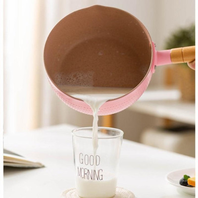 Chảo Chống Dính Caramic Đáy Lòng Sâu Size 18cm Tay Cầm Cán Gỗ