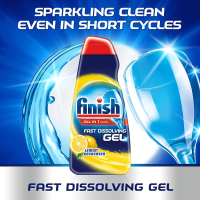Gel rửa chén hòa tan nhanh Finish All in 1 Max Lemon, 700 ml - EU