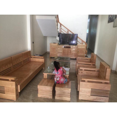 Bộ bàn ghế sô fa trứng đối gỗ sồi nga