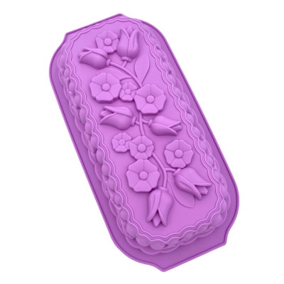 Khuôn silicon làm đế bánh, rau câu, bánh mì hình chữ nhật các loại hoa - Loại 32 cm - Mã số 1127