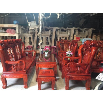 Bộ bàn ghế quốc đào tay 10 gỗ xà cừ 6 món