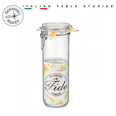 Hũ thủy tinh nắp cài Fido 1360ml thân cao, đựng mì ý - Bormioli Rocco - Italy