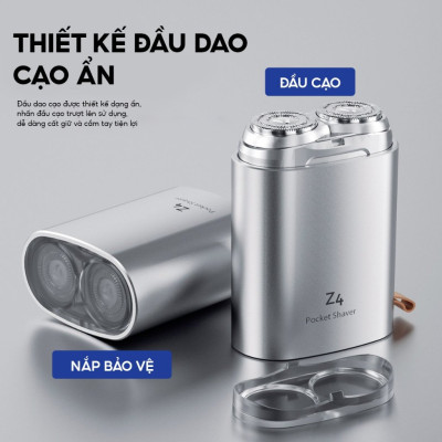 Máy cạo râu Enchen Z4 - Đầu cạo 2D ẩn, Thân nhôm chống nước IPX7, 18 lưỡi dao kép tự mài - Hàng chính hãng