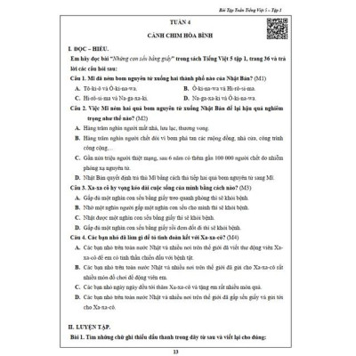 Sách - Combo Bài Tập Tuần và Đề Kiểm Tra Lớp 5 - Môn Toán và Tiếng Việt Học Kì 1 (4 cuốn)