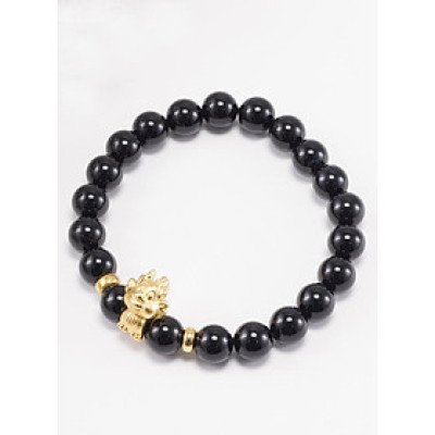 Vòng Tay Đá Thiên Thạch Charm Tuổi Thìn Bạc Mạ Vàng 24K Ngọc Quý Gemstones