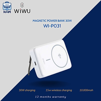 Sạc dự phòng hàng chính hãng WiWU Magnetic Power Bank 30W WI-P031: Công nghệ sạc chuẩn Qi2, từ tính, sạc nhanh