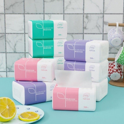 Thùng 30 gói giấy ăn rút Topgia 3 màu cao cấp 4 lớp dày dặn, mềm mịn