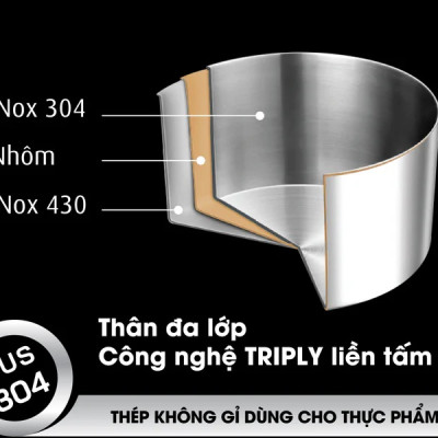 Bộ nồi chảo iNox cán rời 9 món - Không phủ lớp chống dính