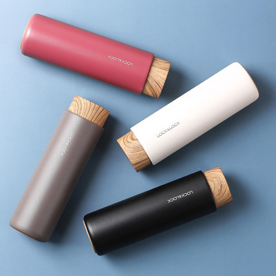 Bình giữ nhiệt Lock&Lock Flat 400ml màu đen LHC4227BLK - Hàng chính hãng, có khay lưới lọc trà, nắp nhựa kiểu gỗ - JoyMall