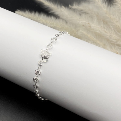 Lắc Tay Nữ Bạc 925 Hồ Ly Kim Tiền Phay BẠC HIỂU MINH LTU607