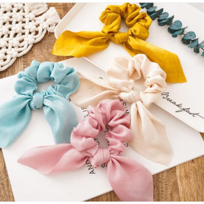 Chun buộc tóc nơ vải satin Hàn Quốc xinh xắn dễ thương tiểu thư - Phụ kiện tóc, dây cột tóc