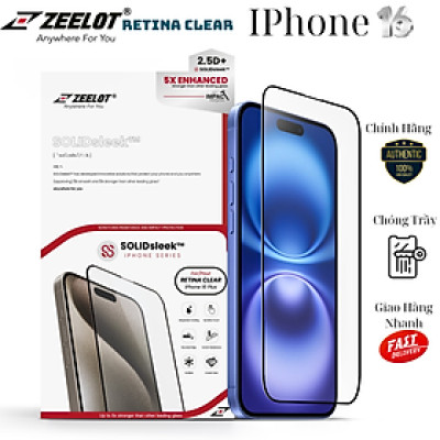 Miếng Dán Cường Lực ZEELOT SOLIDsleek 2.5D RETINA CLEAR cho iPhone 16 / iPhone 16 Plus/ iPhone 16 Pro/ iPhone 16 ProMax_ Hàng chính hãng