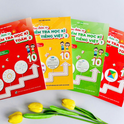  Combo 4 sách Chinh phục điểm 10 đề kiểm tra học kì Toán và Tiếng Việt lớp 1 và 2 (KNTT)