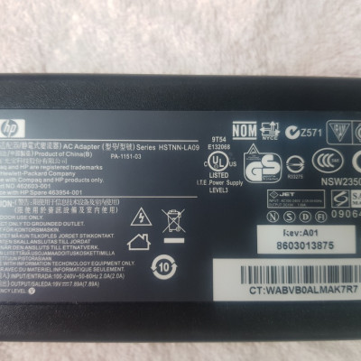 Sạc laptop HP 150w (19v-7,89A) đầu kim to 7.4mm*5.5mm, adapter sạc laptop dùng cho hp Elitebook 8560w - 8570w - Hàng chính hãng
