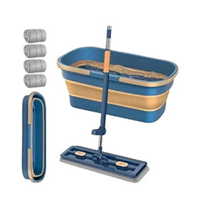 Bộ Cây Lau Tự Vắt Nhà Kèm Xô Gấp Gọn Silicon Thông Minh, Tặng Kèm 4 Bông Lau Mẫu Mới 2025 - HÀNG CHÍNH HÃNG MINIIN