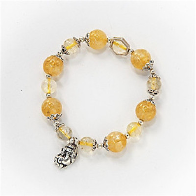 Vòng tay nữ đá phong thủy Thạch anh vàng Citrine thiên nhiên cho mạng Thổ - Kim VT067