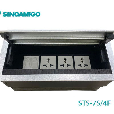Hộp ổ cắm âm bàn họp đa năng nắp mở quay hai chiều  Sinoamigo STS-7S/4F – Hàng nhập khẩu chính hãng