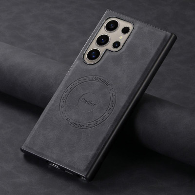 Ốp Lưng Da Lộn Cao Cấp Có Vòng Sạc Từ Tính Cho Samsung S25 Ultra / S25 Plus / S24 Ultra / S24 Plus