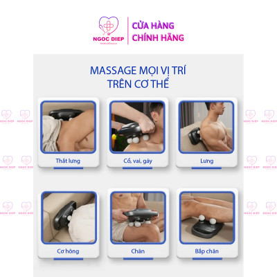 Máy Massage Toàn Thân OROMI ORM-206 Thế Hệ Mới - 4 Đầu Mát-Xa Thông Minh, Dụng Cụ Matxa Cầm Tay