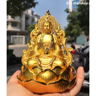 Tượng Phật Quan Âm Trang Trí Xe Ô Tô , Tượng Phật Bà Dát Vàng Chất Lượng Cao