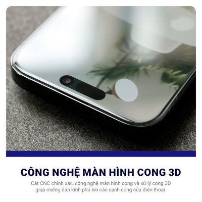 Dán kính cường lực 3D Full màn hình không lẹm viền cho iPhone 16 15 14 13 Pro Max / 16E 15 14 Plus hiệu WIWU Curved 3D -  Chống Trầy, Cảm Ứng Mượt, Phủ nano chống bẩm - Hàng nhập khẩu